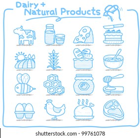 Pure Series | Hand drawn Dairy , Natural Product icon set