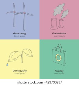 Pure Series | Hand drawn ECO , BIO icon set isolated. Garbage recycling global conservation ecology vector illustration