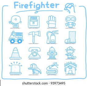 Pure series | Hand drawn firefighter,fireman,emergency icon set