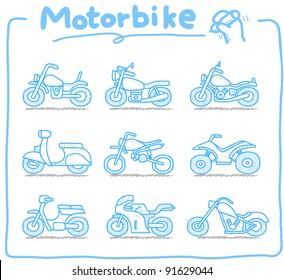 Pure series | Hand drawn Motorcycle,transporration,motorbike, icon set