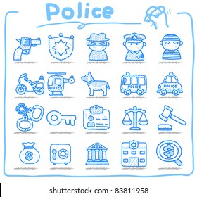 Pure series | hand drawn police , security icon set