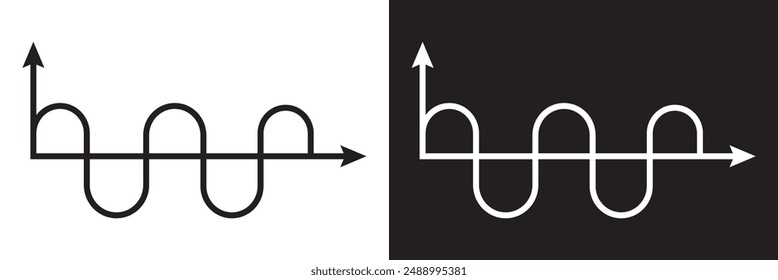 Pure sine wave inverter, amplitude voltage pure sine wave graph.  isolated on white and black background. vector . EPS 10