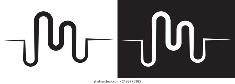 Pure sine wave inverter, amplitude voltage pure sine wave graph.  isolated on white and black background. vector . EPS 10