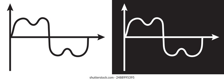 Pure sine wave inverter, amplitude voltage pure sine wave graph.  isolated on white and black background. vector . EPS 10