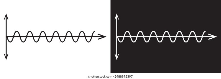 Pure sine wave inverter, amplitude voltage pure sine wave graph.  isolated on white and black background. vector . EPS 10