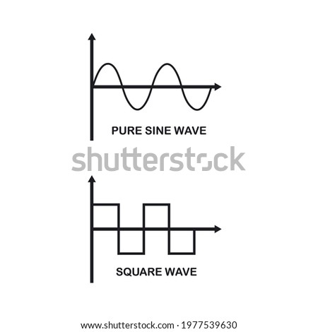 pure sine wave and square sine wave vector icon illustration design template 
