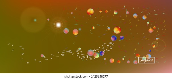 Pure space and signs confetti. Background blend. Professional colorific illustration. Remarkable Ultra Wide universe background. Colorful crisp abstraction. Fancy colored.