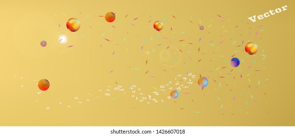 Pure space and signs confetti. Background mesh. Minimal colorific illustration. A Ultra Wide themed background illustration. Colorful net abstraction. Gold colored.
