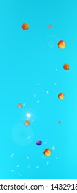 Pure space and signs confetti. Background bright. Creative colorific illustration. Abstract Ultra Wide portrait background picture. Colorful new abstraction. Azure colored theme.