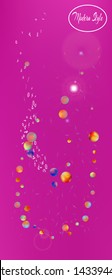 Pure space and signs confetti. Background texture. Funny colorific illustration. A good Ultra Wide background. Colorful breezy abstraction. Magenta color theme.