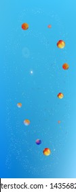 Pure space and signs confetti. Creative colorific illustration. Background colorful. A good Ultra Wide background. Colorful recent abstraction. Blue colored theme.