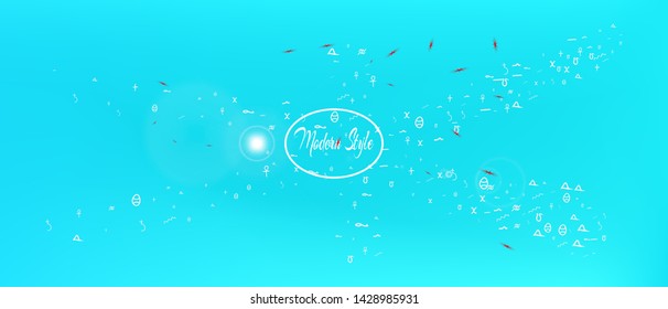Pure space and signs confetti. Minimal colorific illustration. Background blend. The good Ultra Wide themed background illustration. Colorful cool abstraction. Azure main theme.