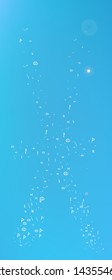 Pure space and signs confetti. Usefull colorific illustration. Background blend. Ultra Wide background art inspire. Colorful cool abstraction. Blue colored theme.