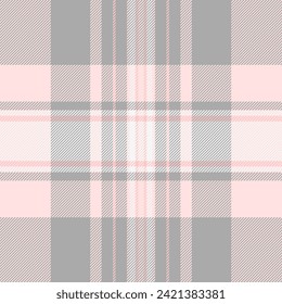 Pure texture background check, workshop vector fabric plaid. Patterned seamless tartan pattern textile in dark gray and misty rose colors.