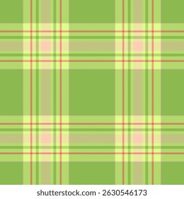 Pure vector seamless plaid, collage check fabric pattern. Eps tartan background textile texture in green and lime colors palette.
