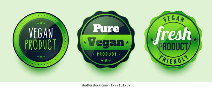 pure vegan fresh labels set of three