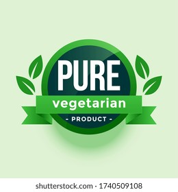 pure vegetarian product green leaves label design