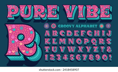 Pure Vibe; a groovy and funky flower power 1960s era alphabet