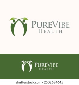 Pure vibe health people logo design ideas business name editable vector template  royalty free image