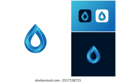 Gota de agua pura Aqua Mineral Moderno Azul Colorido Gradiente Color Vector Diseño de Logo Ilustración