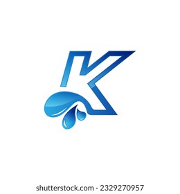 Pure water drop K letter logo. Eco-friendly 3D realistic icon.EPS 10