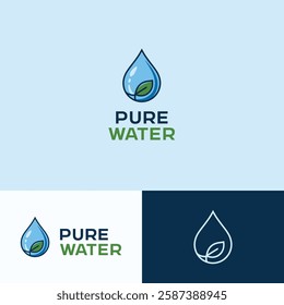 Pure water drop logo design template