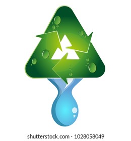 Pure water drop recycling vector