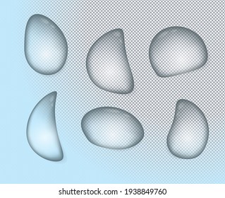Pure water drops realistic collection