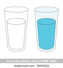 Pure Water Glass to be traced only of one line, the tracing educational game to preschool kids with easy game level, the colorful and colorless version.