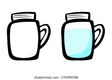 Pure water at glass, Simple Doodle Hand Draw Sketch
