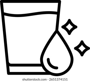 Ilustração de vetor de contorno de ícone de água pura