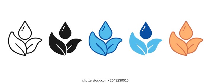 Conjunto de iconos de agua pura Colección de estilo múltiple