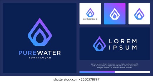 Pure water logo design with abstract triangle shape