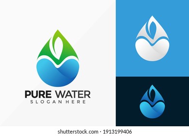 Pure Water Logo Design. Creative Idea logos designs Vector illustration template