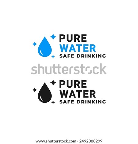 Pure water logo or Pure water label vector isolated. Best Pure water label vector for product packaging design element. Pure water label sign