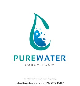 Pure Water Logo Template Design Vector, Emblem, Concept Design, Creative Symbol, Icon