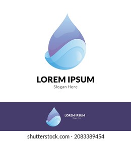 Pure water logo template, liquid drop vector icon