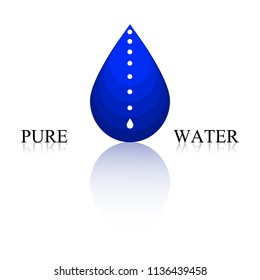 Pure water – logotype company concept with  paper cut water drop and white beautiful pattern.
