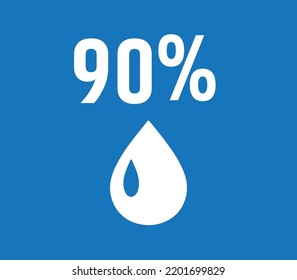 Pure water percentage sign vector illustrator - Pure Water drop sign isolated on blue background