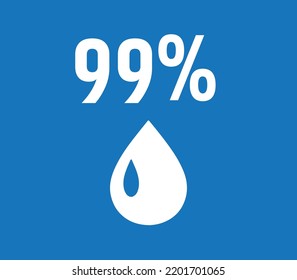 Pure water percentage sign vector illustrator - Pure Water drop sign isolated on blue background
