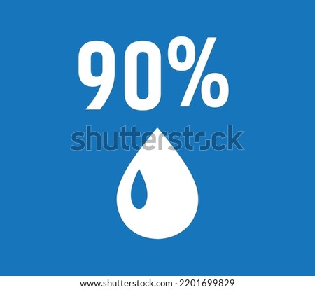 Pure water percentage sign vector illustrator - Pure Water drop sign isolated on blue background
