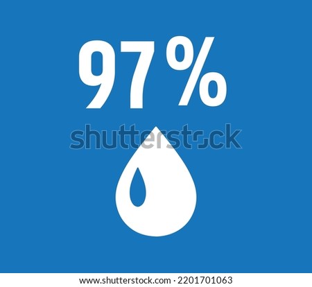 Pure water percentage sign vector illustrator - Pure Water drop sign isolated on blue background
