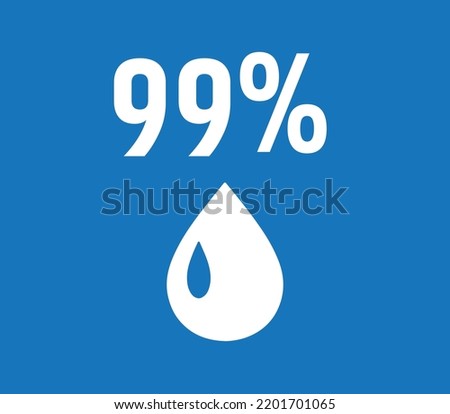 Pure water percentage sign vector illustrator - Pure Water drop sign isolated on blue background
