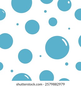 Pure water rain drops seamless pattern. Washing illustration background. Circle bubble.