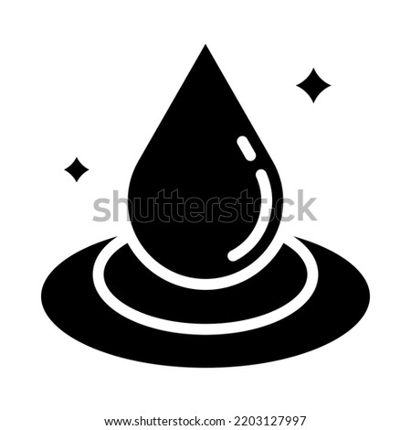 Pure water solid icon. A pure liquid with a bright spark. For presentation, graphic design, mobile application or UI. Vector Illustration.