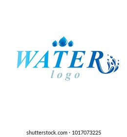 Pure water vector abstract logo for use as marketing design symbol. Alternative medicine concept.