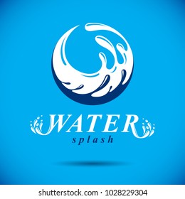 Pure water vector abstract logo for use as marketing design symbol. Environment conservation concept. 