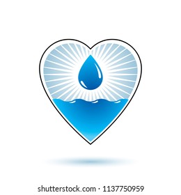 Pure water vector abstract logo for use as marketing design symbol. Environment protection concept.