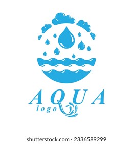 Pure water vector abstract logo for use as marketing design symbol. Environment protection concept.