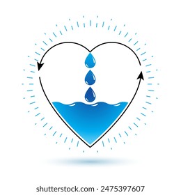 Pure water vector abstract logo for use as marketing design symbol. Body cleansing concept.